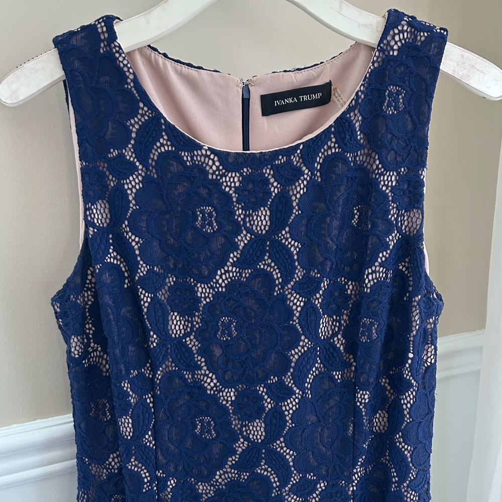Ivanka Trump Lace Navy Sheath Dress - Picture 6 of 16
